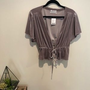 URBAN OUTFITTERS drawstring top - Velvet/Grey